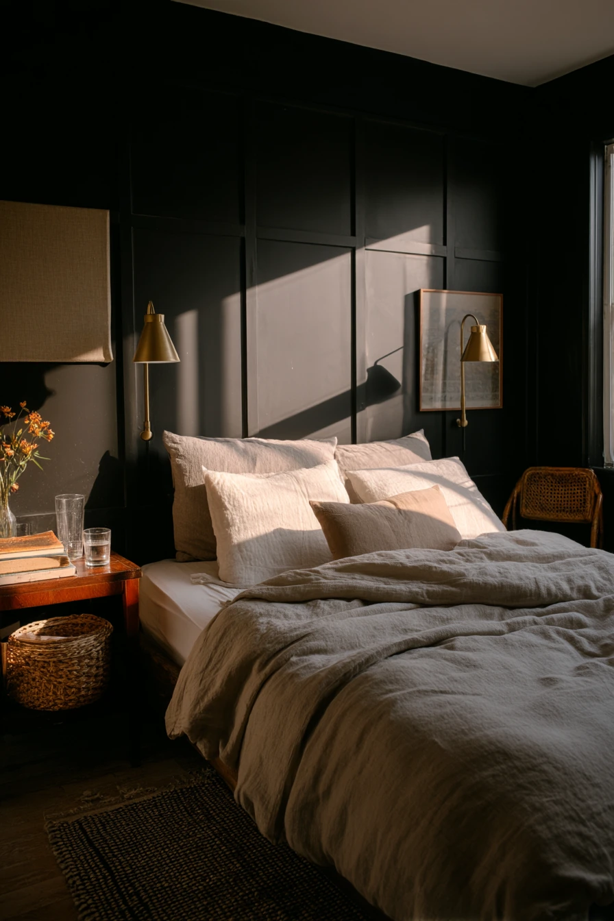 Renter-Friendly Black Wall Bedroom Update