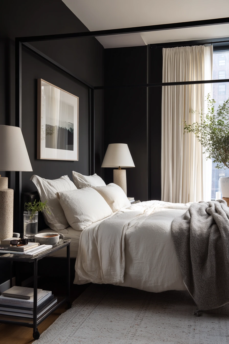 Luxury-Quiet Black Bedroom Retreat