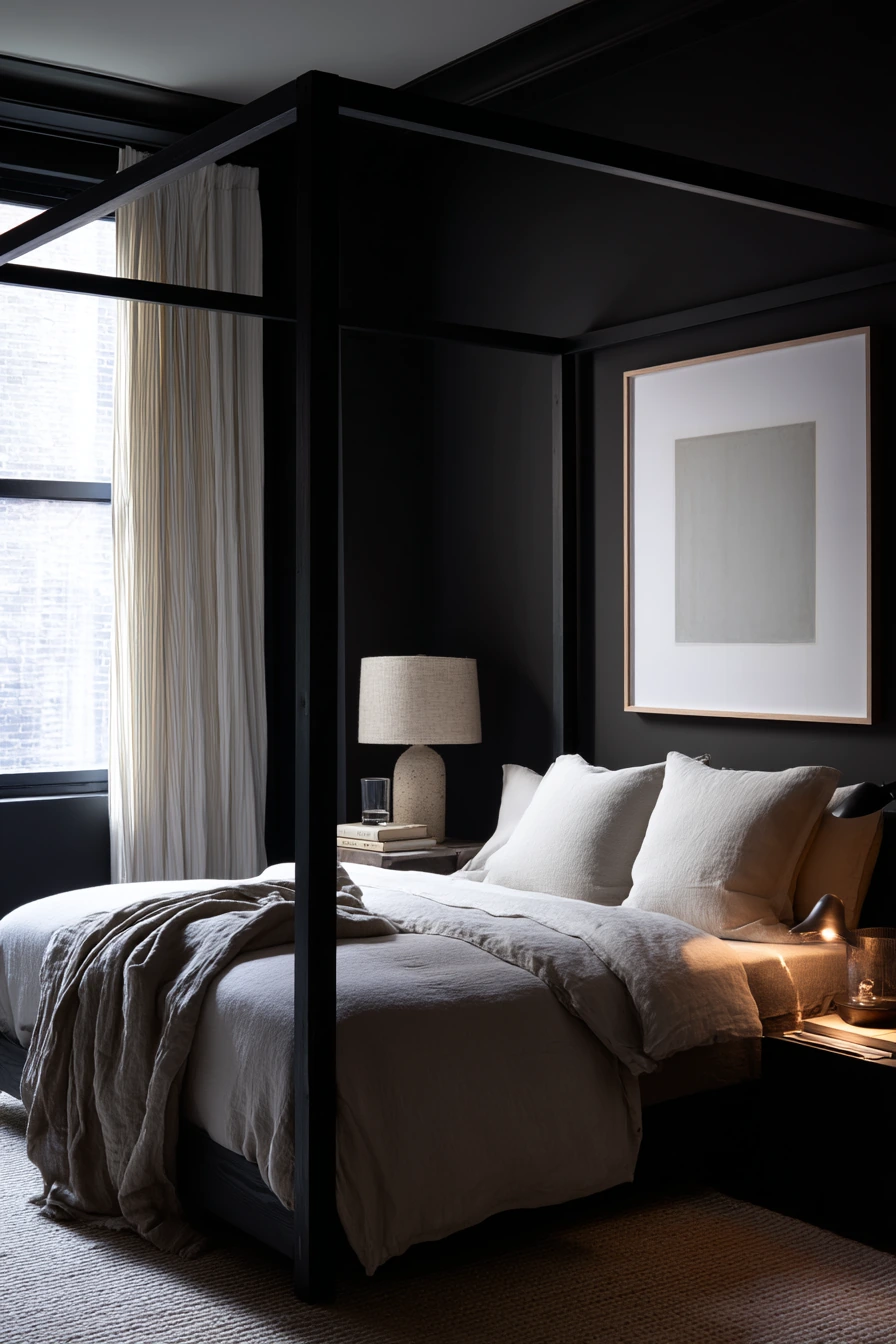 Luxury-Quiet Black Bedroom Retreat