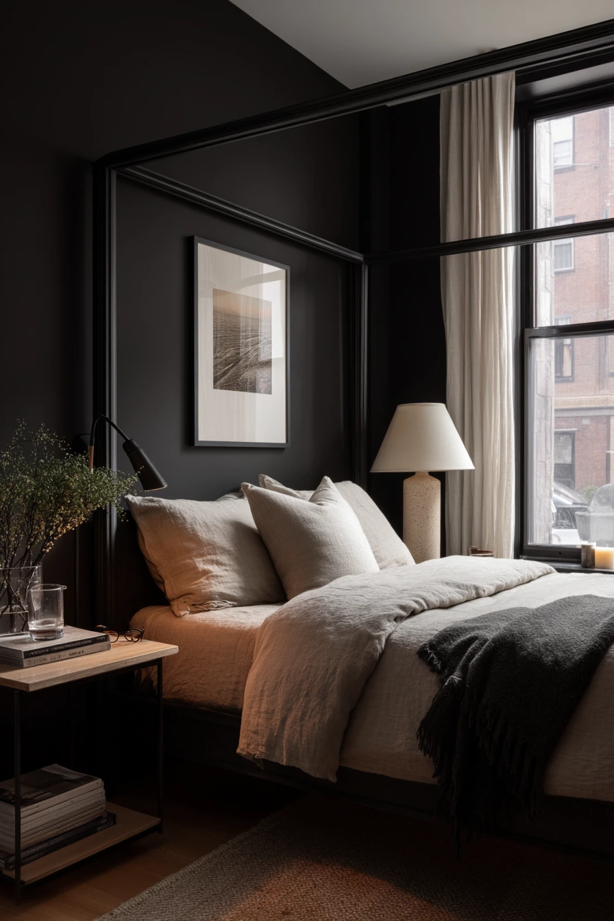 Luxury-Quiet Black Bedroom Retreat