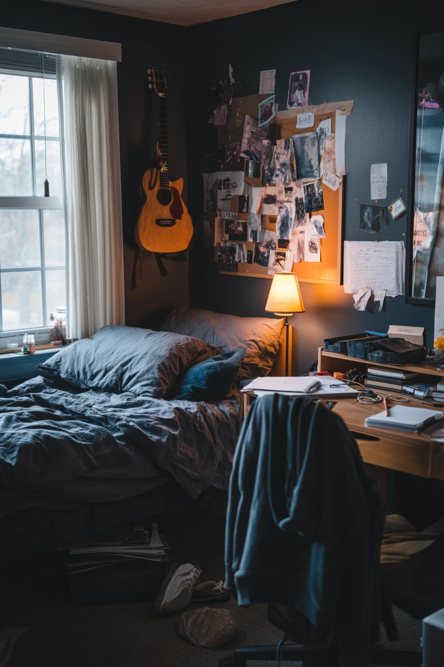 Teen Bedroom With Moody Black Walls