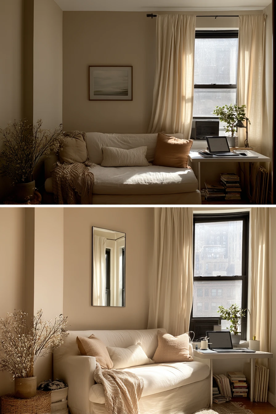 Small Living Room, Bigger Feel, Before and After