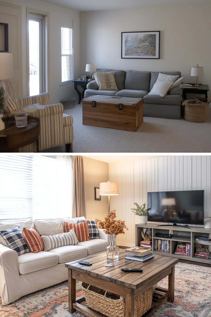 Budget-Friendly Living Room Makeover, Before and After