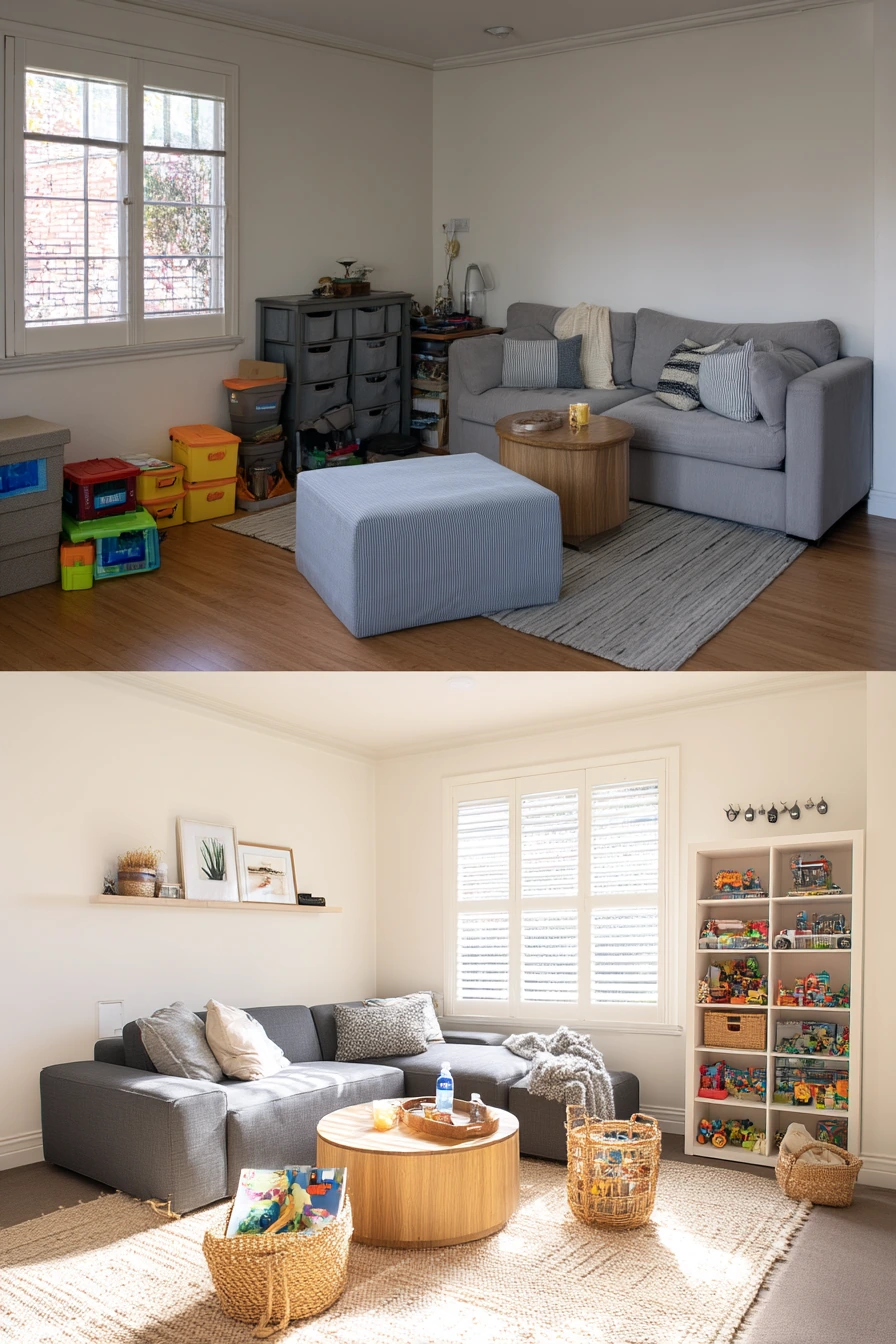 Family-Friendly Living Room Upgrade, Before and After