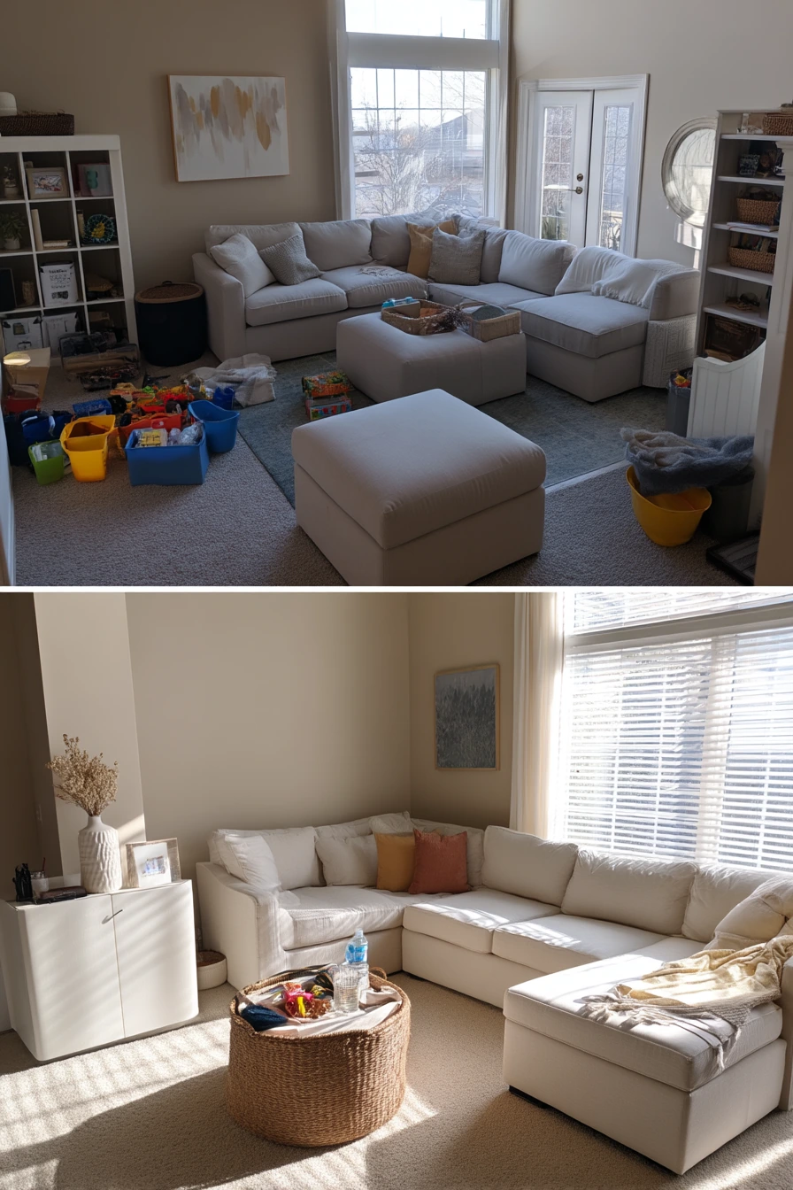 Family-Friendly Living Room Upgrade, Before and After