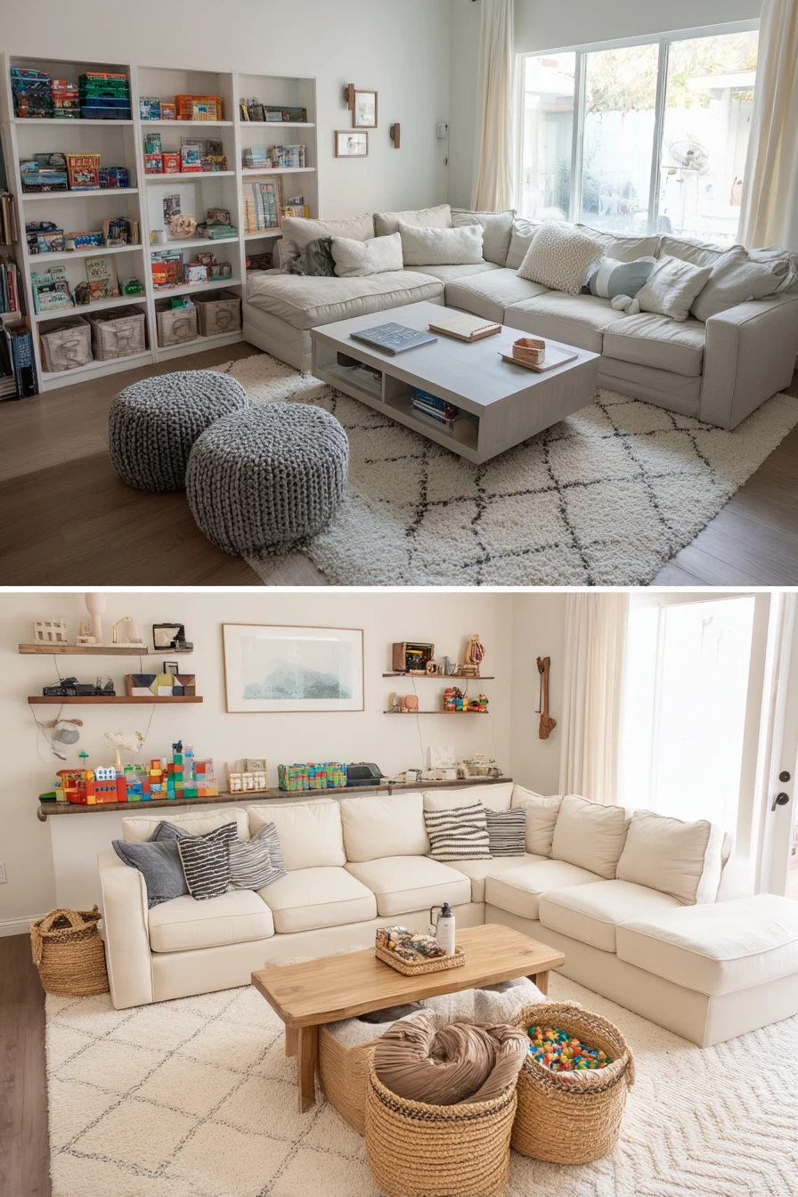 Family-Friendly Living Room Upgrade, Before and After