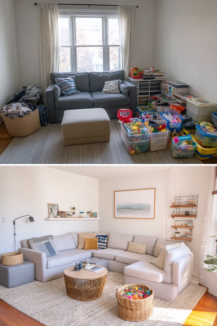 Family-Friendly Living Room Upgrade, Before and After