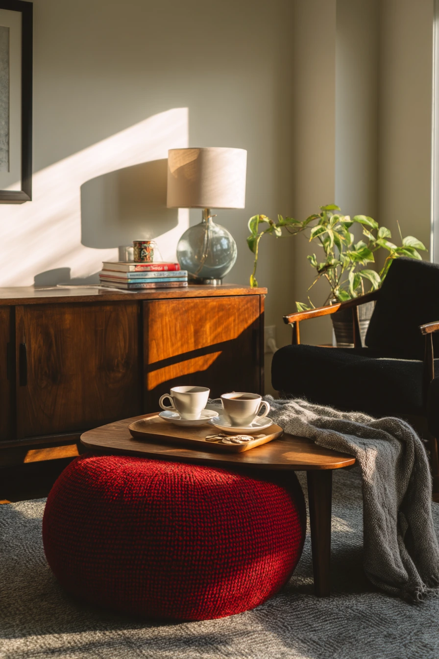 5. Mid-Century Black and Red Conversation Corner
