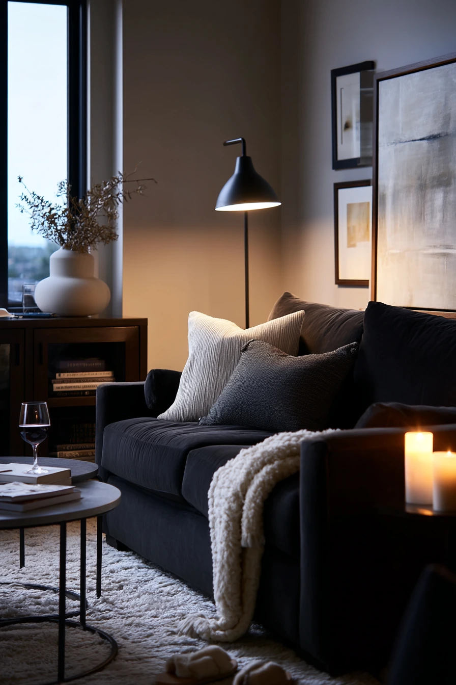 4. Cozy Evening Lamp-Light Living Room