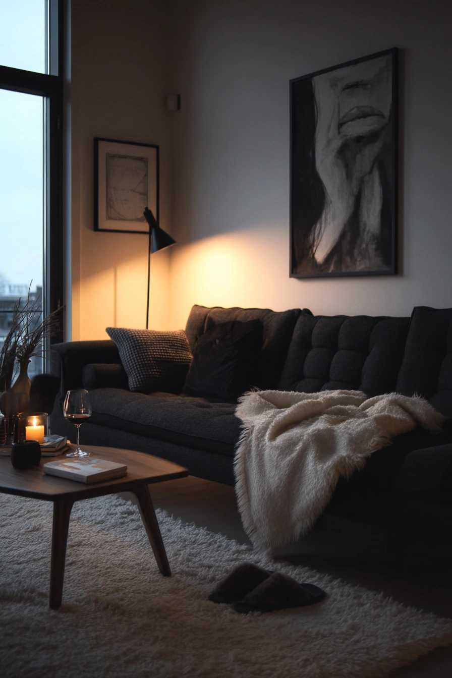 4. Cozy Evening Lamp-Light Living Room