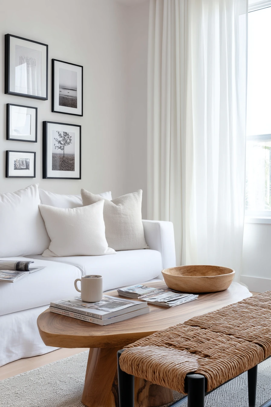 5. Minimal Monochrome With Warm Wood