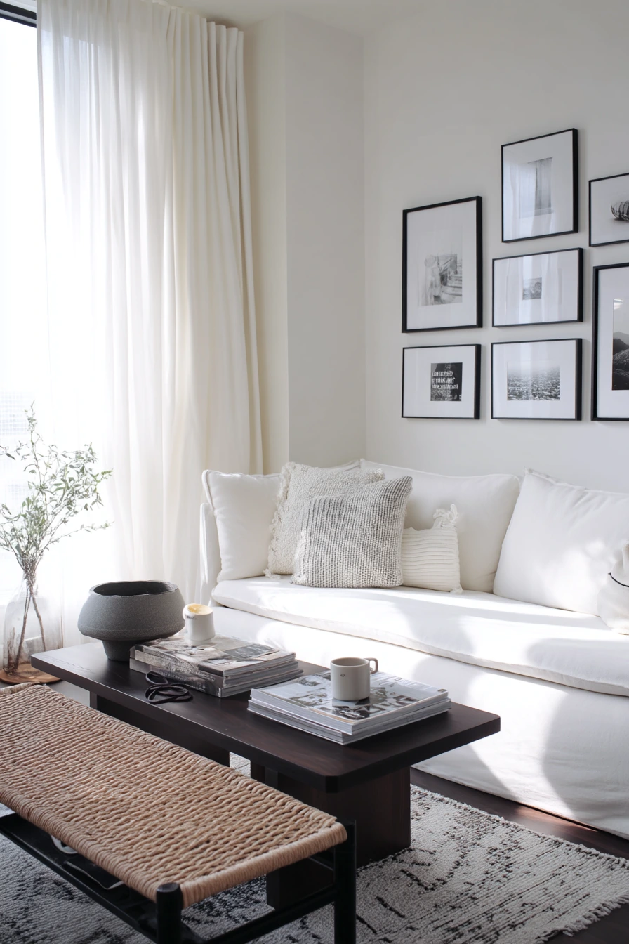 5. Minimal Monochrome With Warm Wood