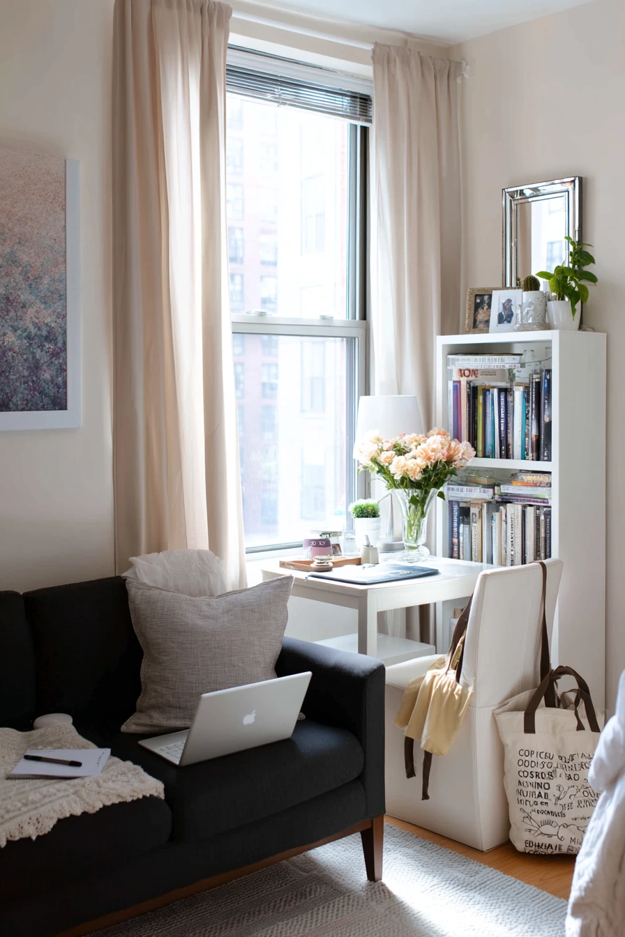 7. Small-Home Black and White Corner Setup