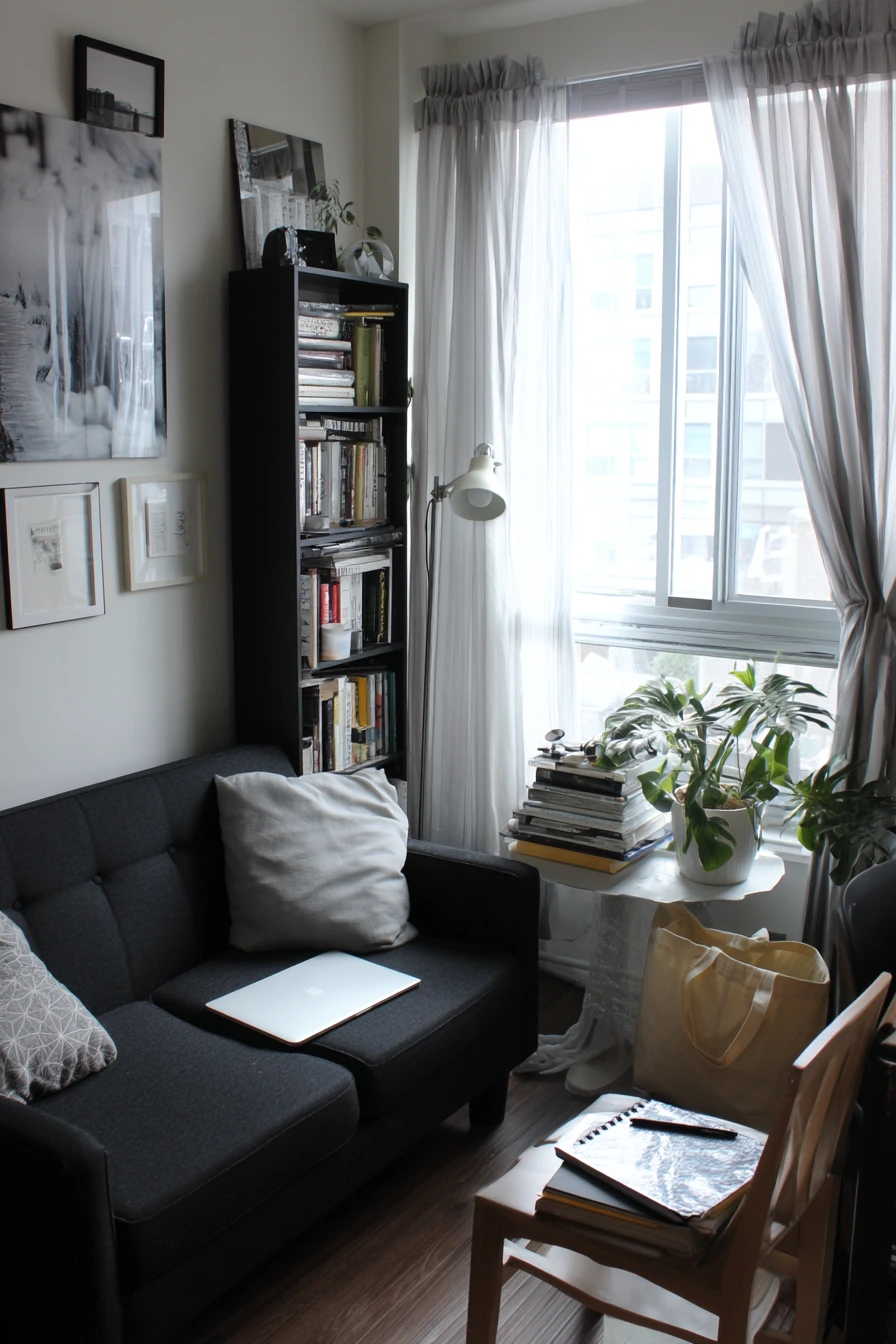 7. Small-Home Black and White Corner Setup