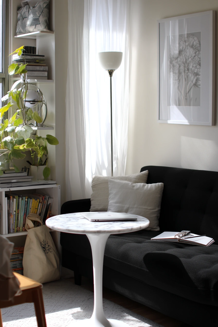 7. Small-Home Black and White Corner Setup