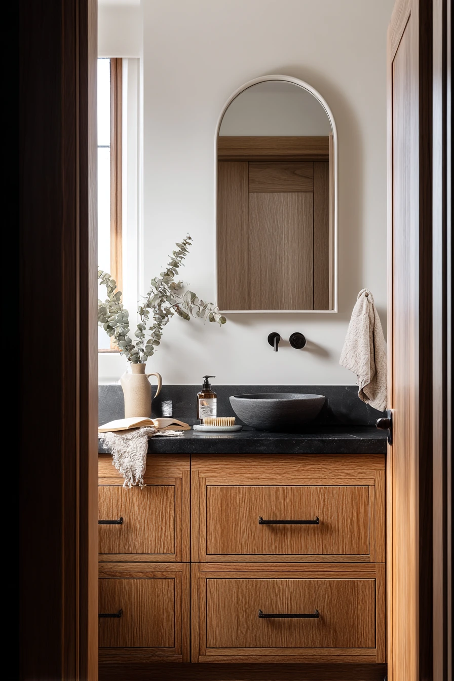 black and wood bathroom ideas