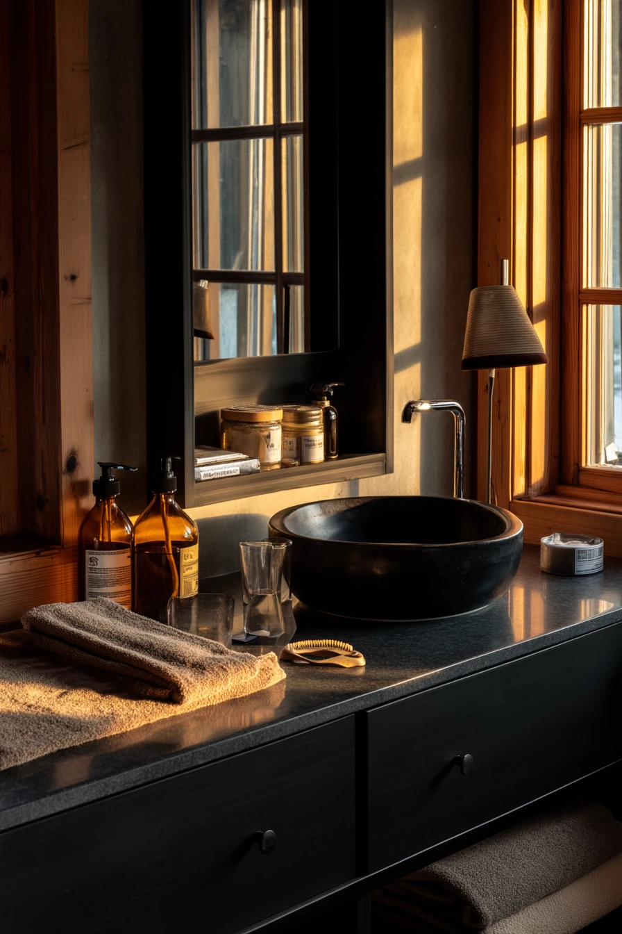 Quiet Evening Wind-Down in Black and Wood