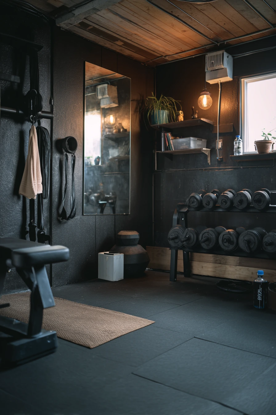 Black Garage Gym at Home