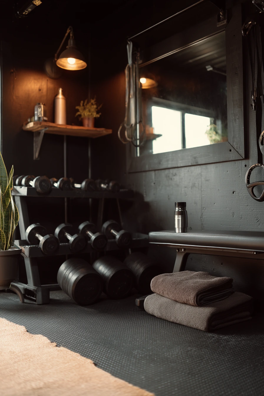 Black Garage Gym at Home
