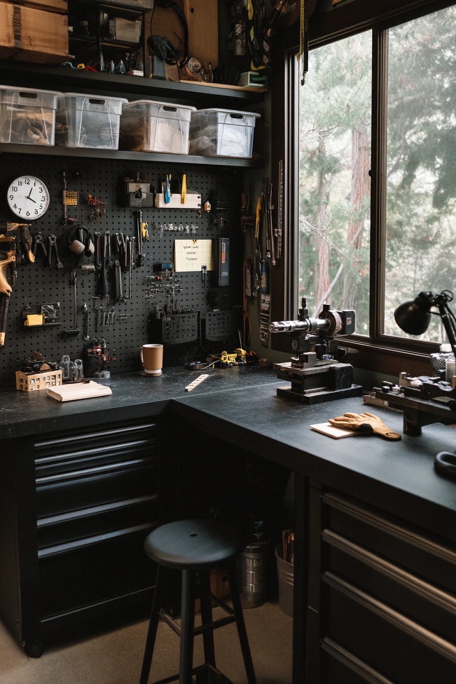 Black Garage Hobby Corner for a Maker