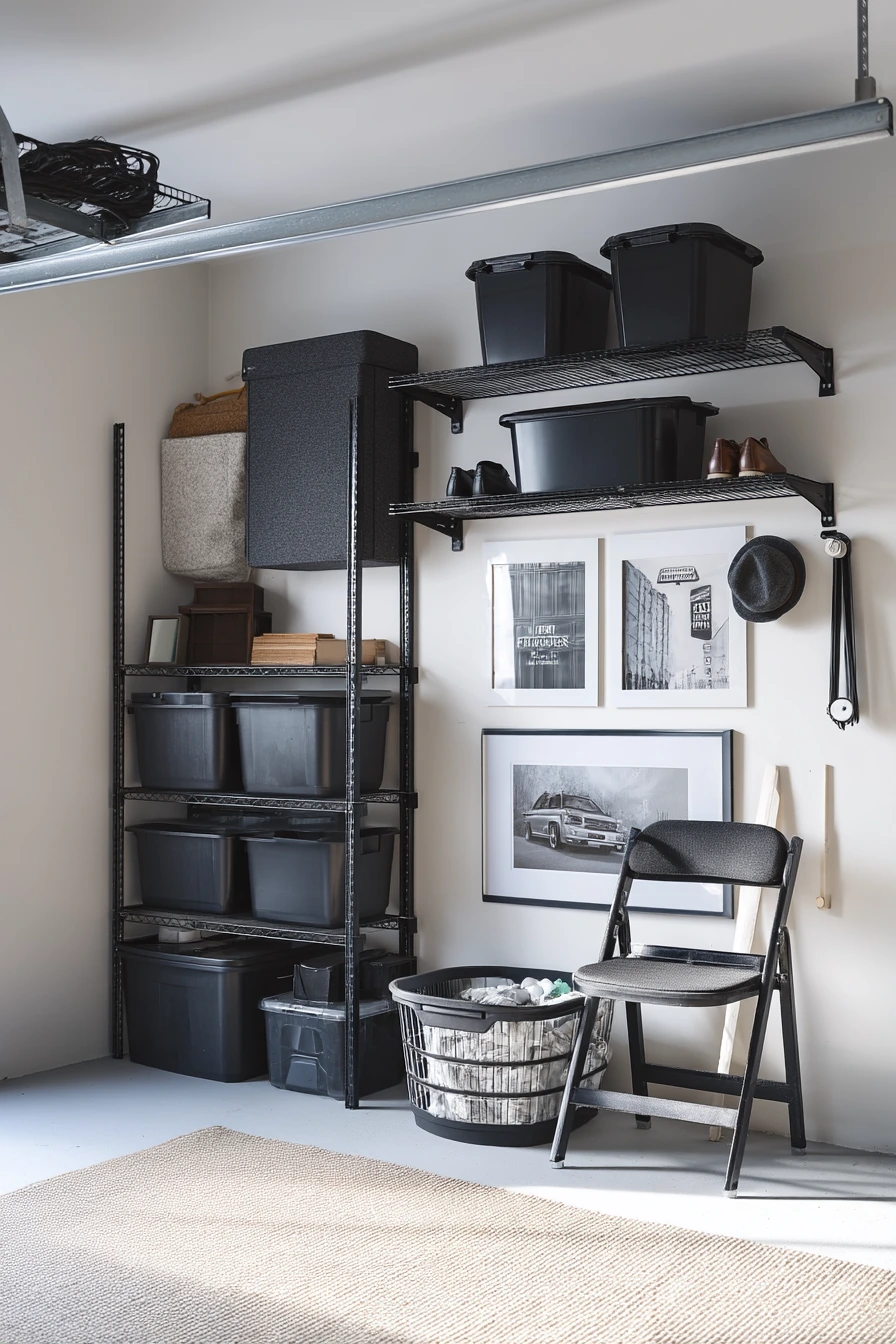 Renter-Friendly Black Garage with Removable Storage