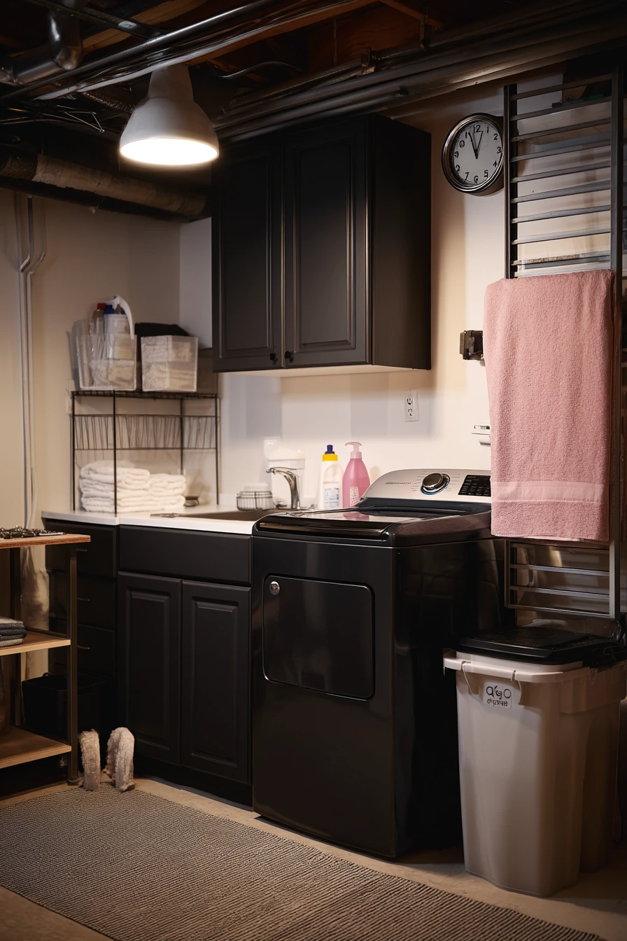 Black Garage Laundry and Utility Corner