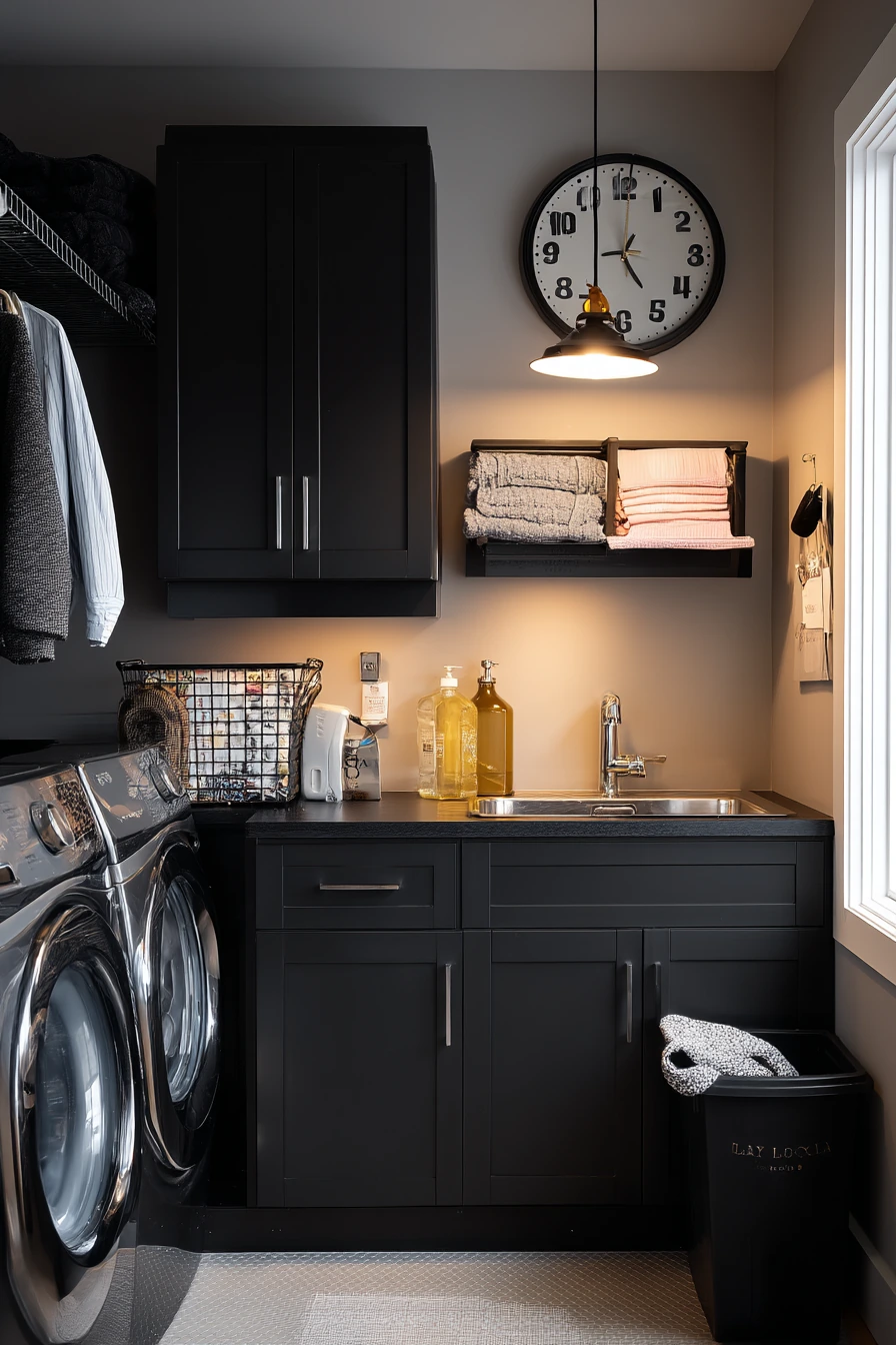 Black Garage Laundry and Utility Corner