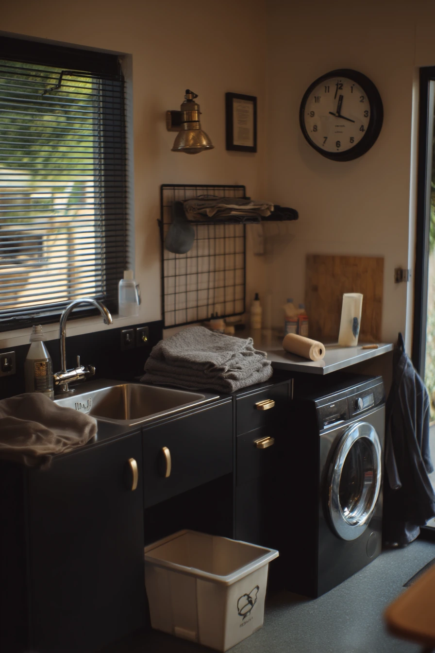 Black Garage Laundry and Utility Corner