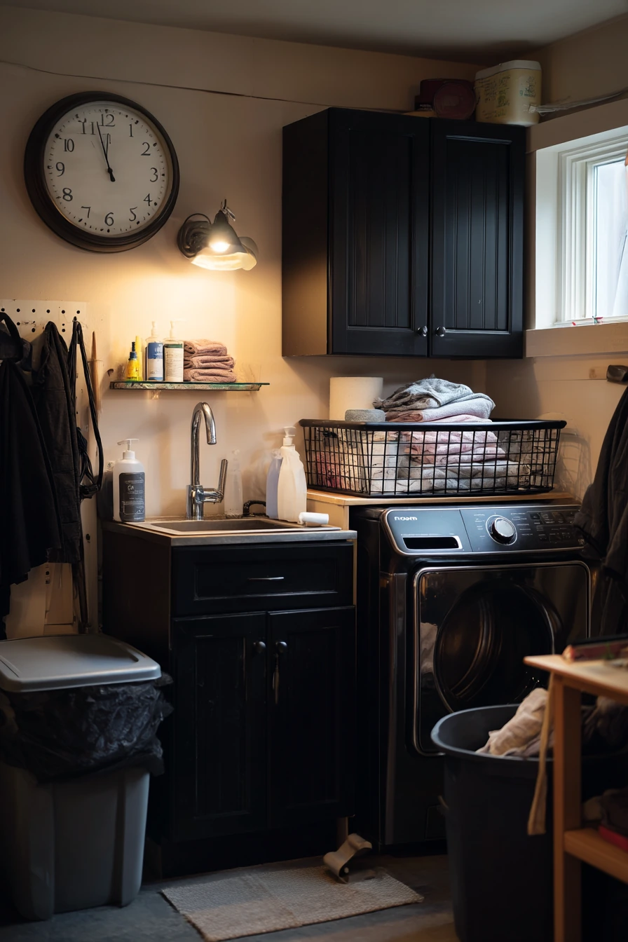 Black Garage Laundry and Utility Corner