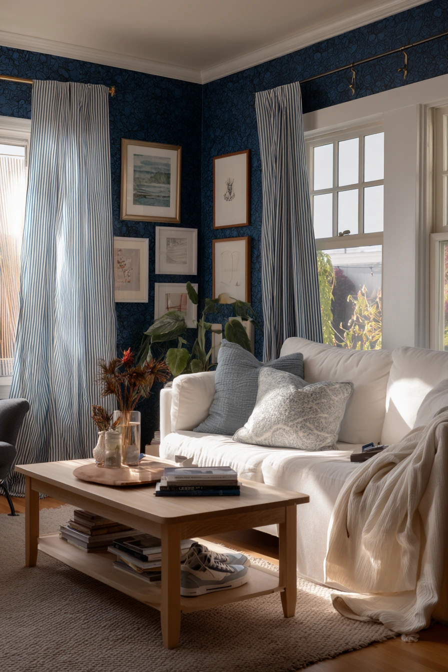 Renter-Friendly Blue and White Layered Look