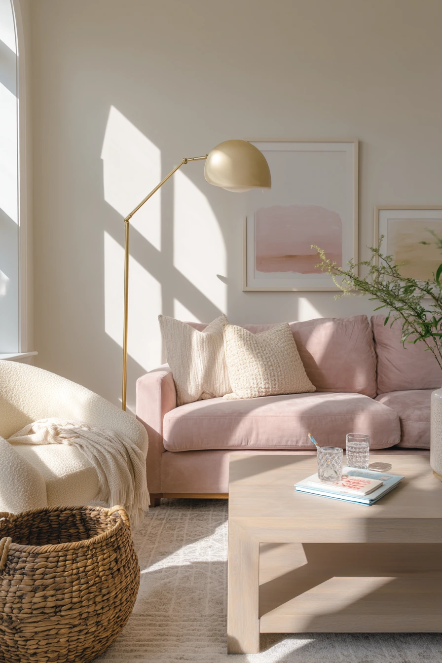 blush pink living room ideas