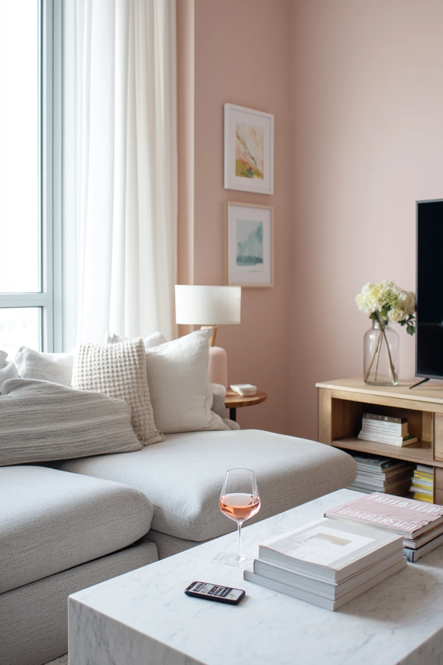 Neutral Home with a Blush Accent Wall