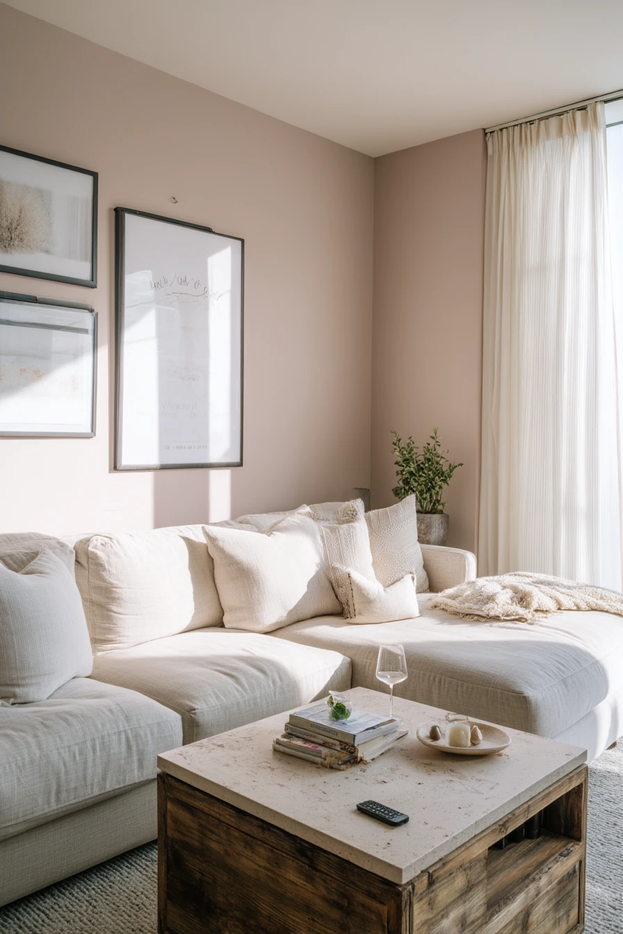 Neutral Home with a Blush Accent Wall