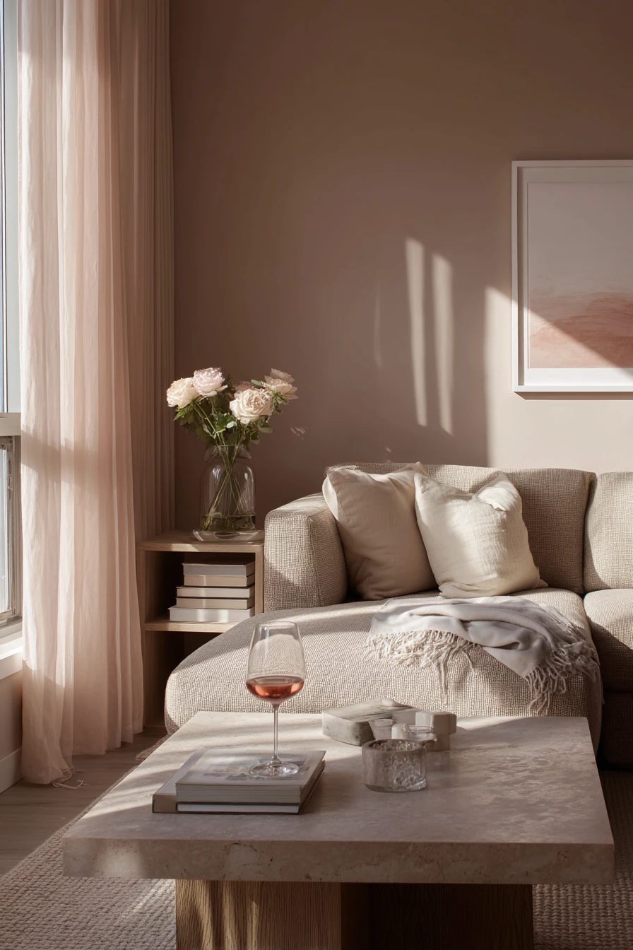 Neutral Home with a Blush Accent Wall