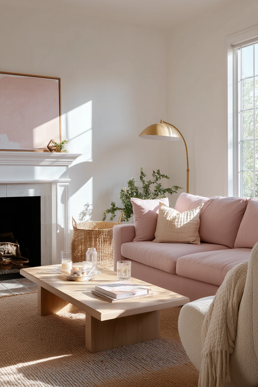 Soft Family Lounge in Blush and Oak