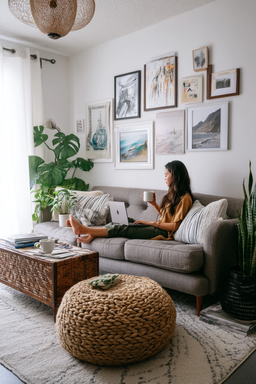 Renter-Friendly Boho Wall and Layered Textiles