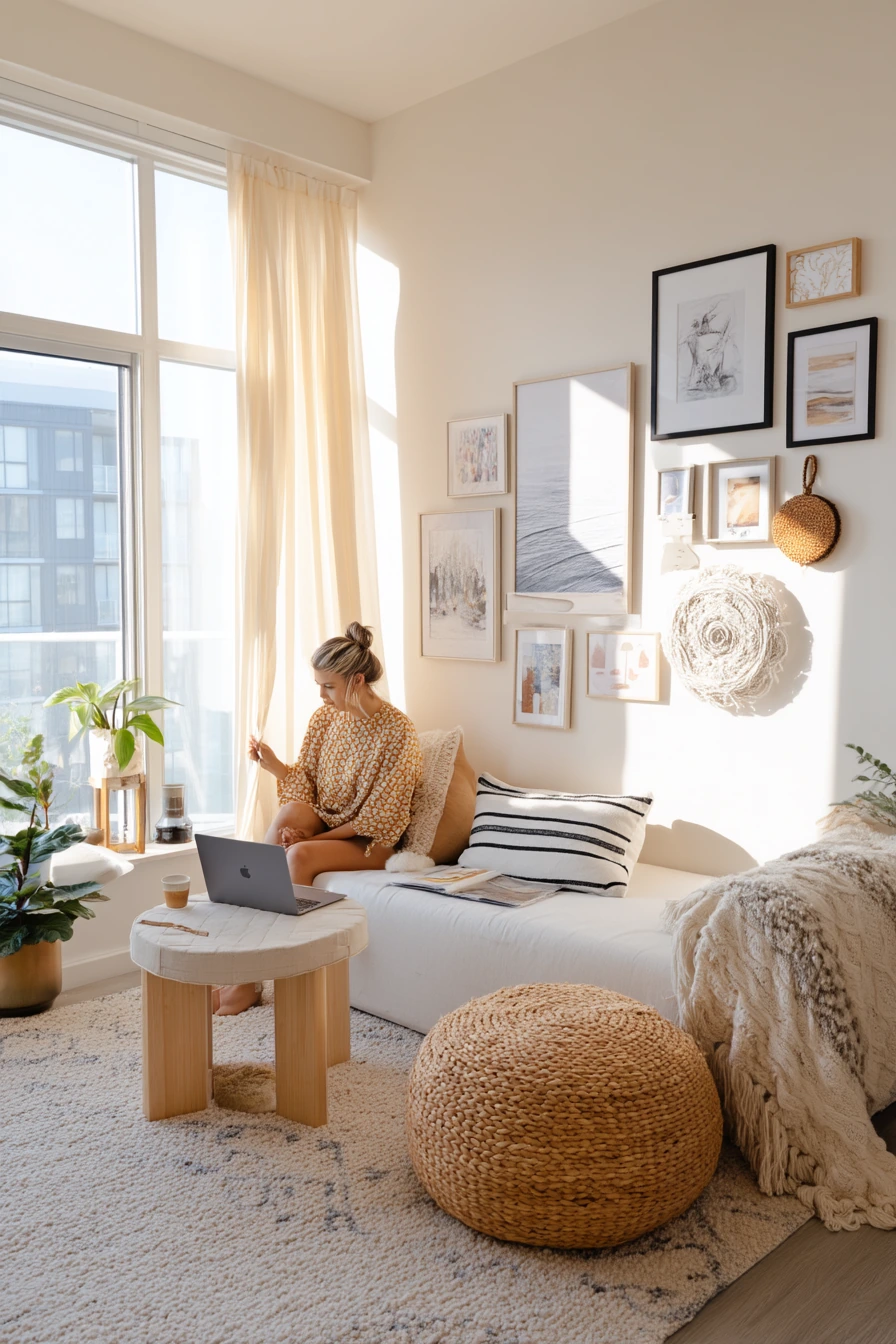 Renter-Friendly Boho Wall and Layered Textiles