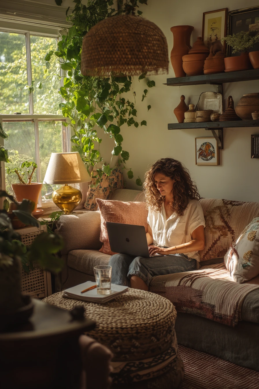 Plant-Filled Boho for a Creative Working Home