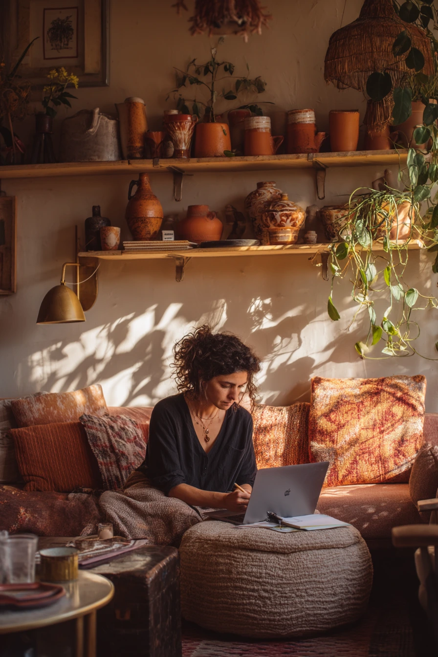 Plant-Filled Boho for a Creative Working Home