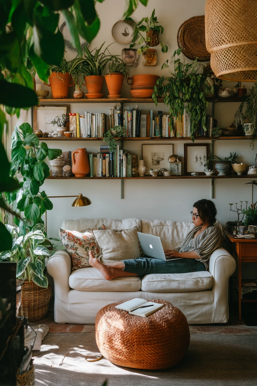 Plant-Filled Boho for a Creative Working Home