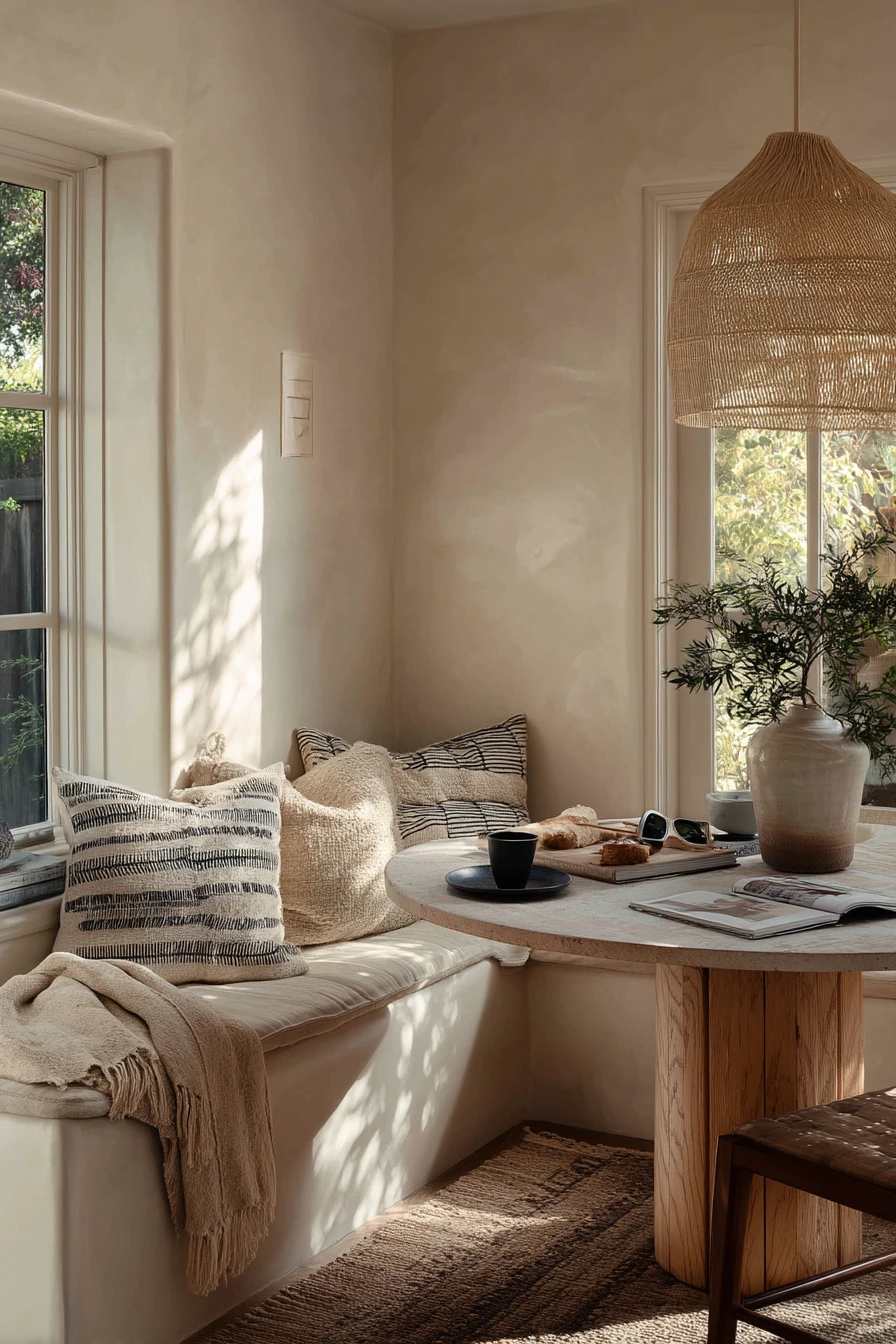 Sunlit Breakfast Nook with Boho Texture