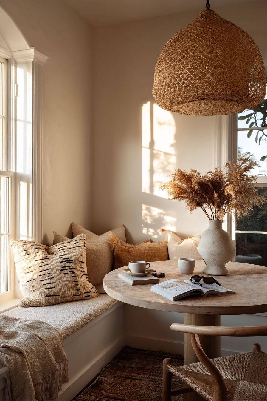 Sunlit Breakfast Nook with Boho Texture