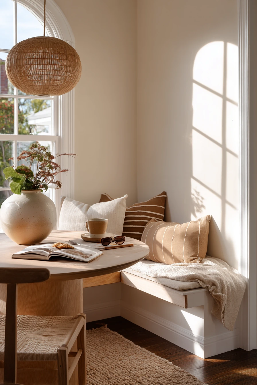 Sunlit Breakfast Nook with Boho Texture
