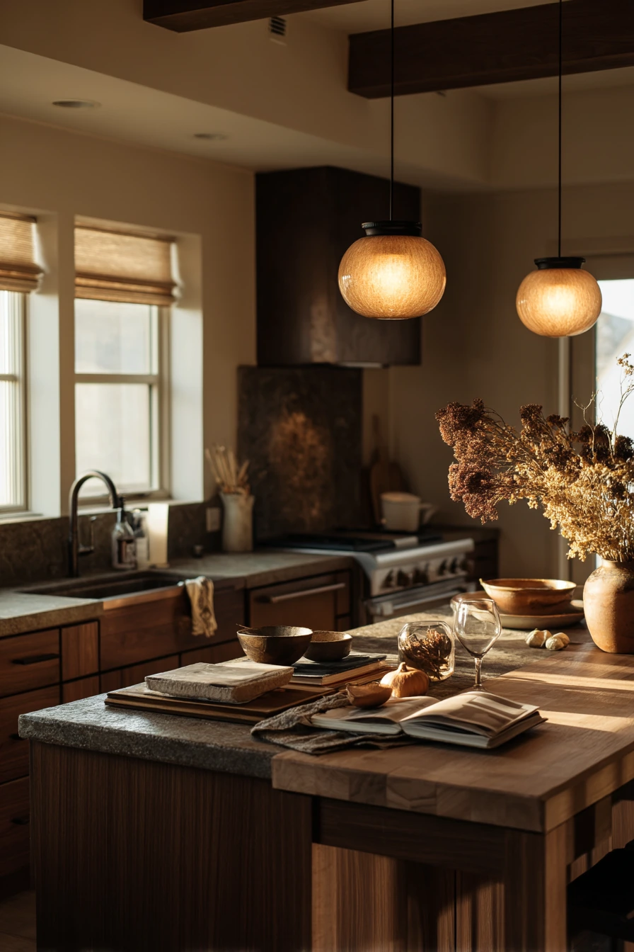 Evening Cooking in a Moody Boho Kitchen