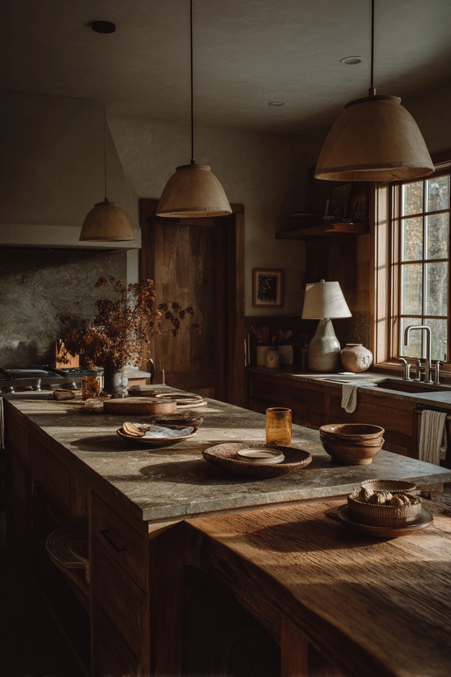 Evening Cooking in a Moody Boho Kitchen
