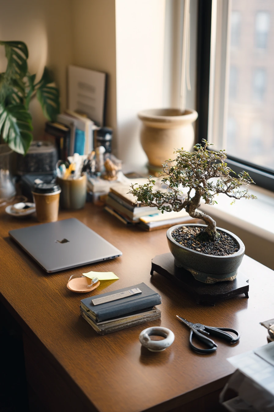 Home Office Bonsai Desk for Focus and Calm