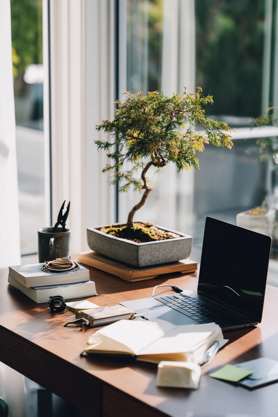 Home Office Bonsai Desk for Focus and Calm