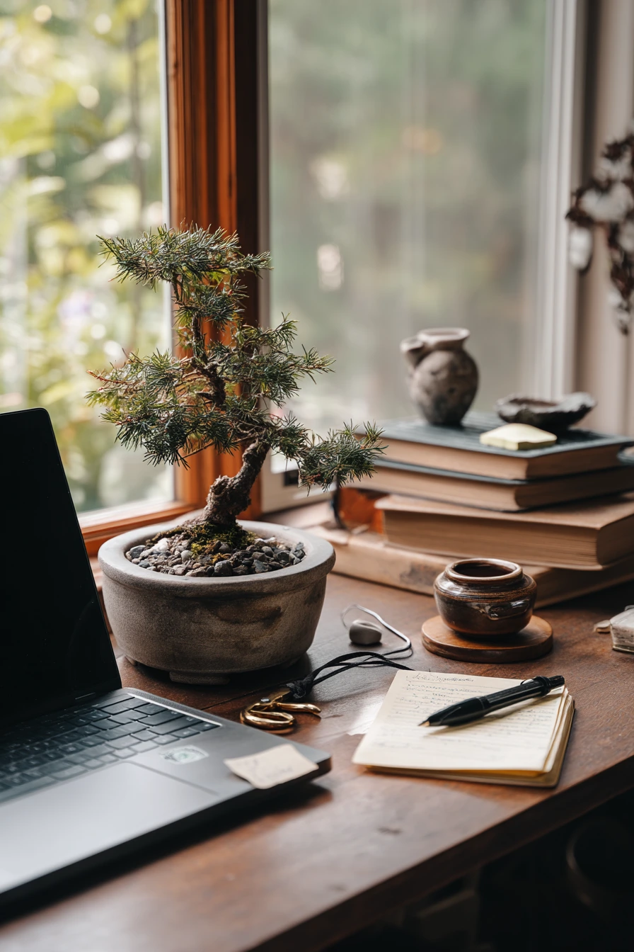 Home Office Bonsai Desk for Focus and Calm