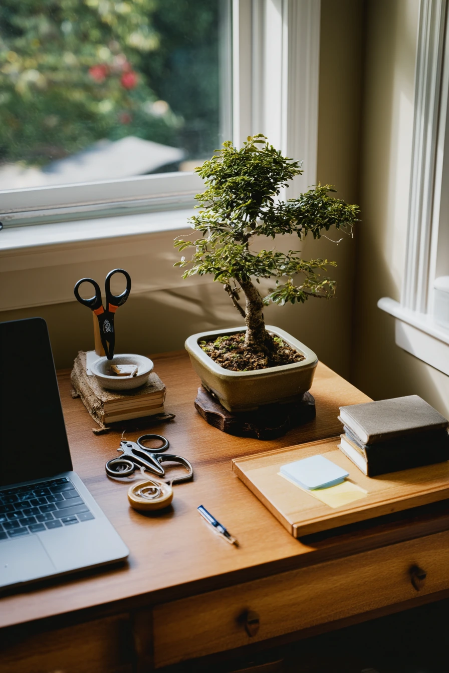 Home Office Bonsai Desk for Focus and Calm