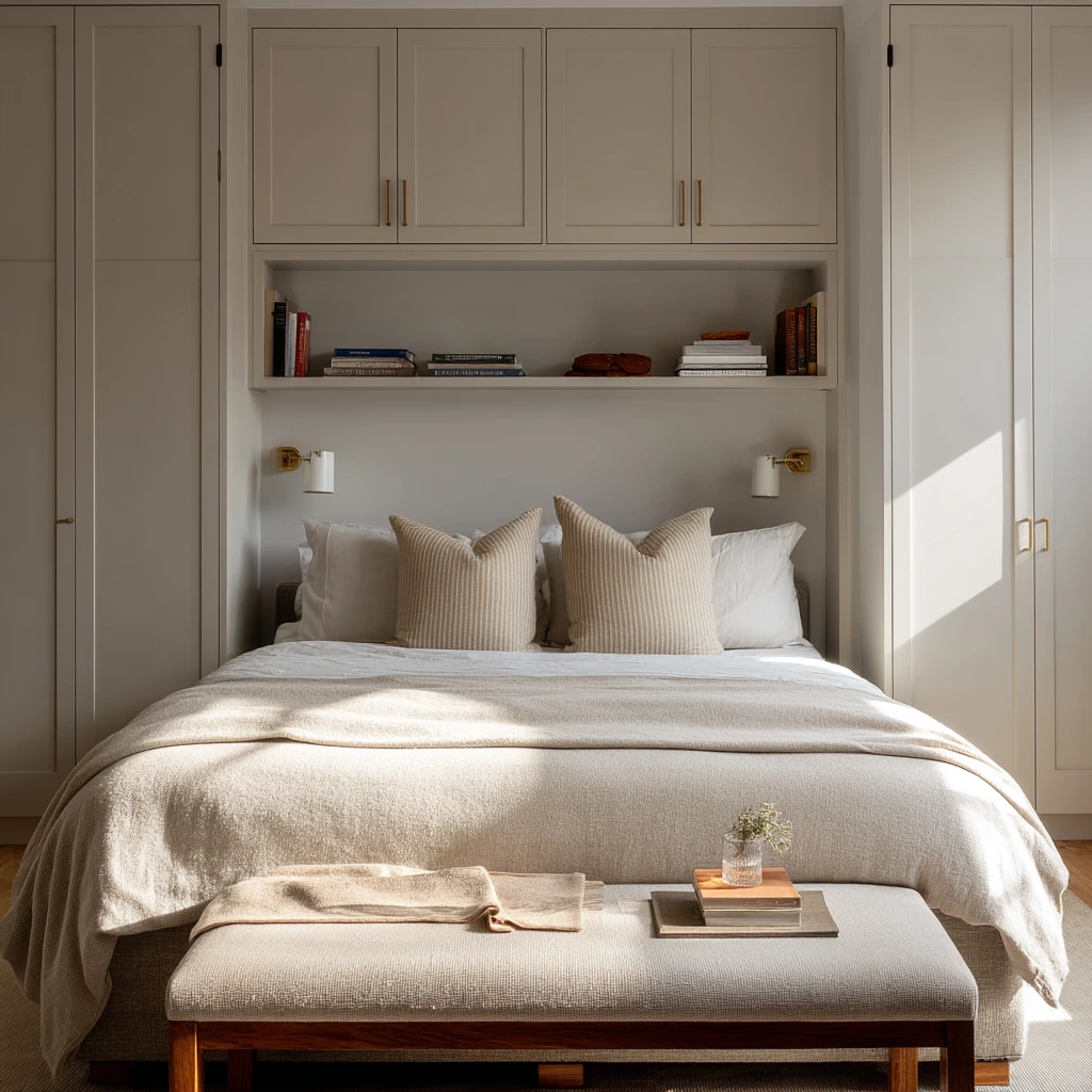 built in wardrobe ideas around a bed